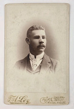 Antique Cabinet Card Photo Handsome Victorian Man Nice Mustache Ley Woodland CA picture