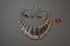 Vintage Juan Willie Navajo Sterling Silver & 14k Gold Necklace & Earrings picture