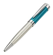 Xezo Incognito 925 Sterling Silver Platinum & Azure Blue Ballpoint Pen, Med Tip picture