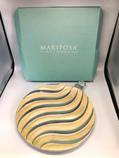 NEW VTG Large Mariposa Silver Swirl Ornament Platter, Enameled Christmas Decor picture