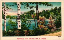 Stockton Kansas Vintage Postcard Scenic Lake Landscape NYCE Quality Unposted picture