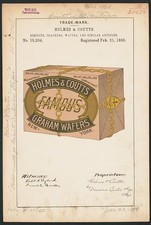 New York NY 1888 Holmes Coutts Famous Graham Wafers Trademark Registration picture