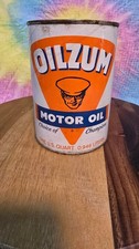 Vintage Oilzum Motor Oil Can 1 Quart FULL Unopened Motorcycle Lid Petroliana picture