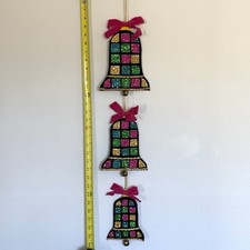 Vintage Bucilla Jeweled Christmas Bells Door Chimes Wall Hanging Decor picture