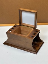 Vintage Decatur DECO Solid Walnut 6 Pipe Rack Humidor USA Appears Unused picture