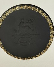 Wedgwood Plate Neoclassical Black Basalt with Gold Jasperware England NIB picture