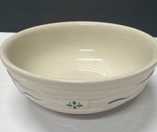 Longaberger Pottery Cereal Bowl 7” Classic Blue Woven Traditions Made In USA￼ picture
