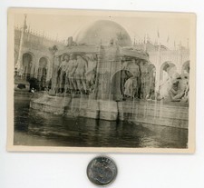 Vintage 1920's DOUBLE EXPOSURE photo / Ancient Fountain Collides w/ World's Fair picture
