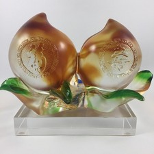Liuli Crystal Glass Longevity Peaches Ornament – Feng Shui Home Decor collectibl picture