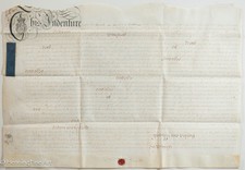 Antique 1752 English Indentured Land Contract on Vellum, 17 x 24.5 Inches picture