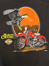 Vtg 90's Men's Harley Davidson Crewneck Amazing Graphics Giant Sunset Eagle Sz L picture