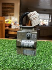 Vintage Multacc Mechanical Combination Lock Box Lettered Wheels. picture