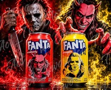 Fanta Halloween (2 Full Cans) Mike Myers & The Grabber Horror EXPIRED MAY 2026 picture