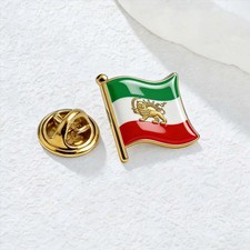 Historical Iranian Lion & Sun Flag Lapel Pin Persian Empire Map Brooch picture