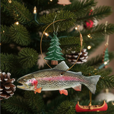 Realistic Rainbow Trout Flat Fish Ornament, Realistic Fish Christmas Decor picture