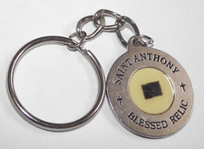 Vtg St Saint Anthony blessed relic medal key chain ring patron of lost articles picture