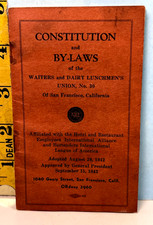 1942 Constitution & By-Laws Waiters & Dairy Lunchmen's Union-Hotel & Restaurants picture