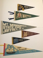 Lot of 6 Vintage New England States Pennants NH RI Mass Boston Tea Party picture