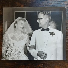 Cute Couple Bride Groom Wedding / Vintage Snapshot Found Photo picture