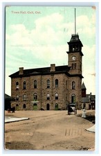Postcard Town Hall Galt Ontario Canada Posted 1910 Horse Carriage Dirt Road picture