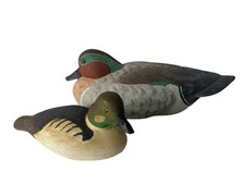 Green Wing Teal Drake Duck 1991 & Goldeneye Drake 1988 Vintage Decoy Decor Lot picture