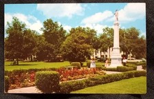 RPPC 50s Rose Beds Front of Confederate Monument Orlando Florida Chrome Postcard picture