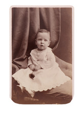 Victorian Era Carte de Visite of a Child in Christening Gown holding a Bell #310 picture