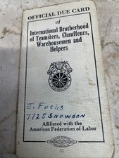 International Brotherhood Teamsters DUE CARD BOOK 24 PAID STAMPS RARE Book #29 picture