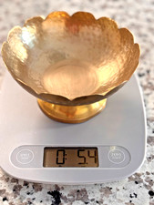 Vintage Solid Brass Scalloped Edge Pedestal Bowl 5
