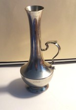 Vintage Birmingham Pewter Handled Bud Vase - Linotype etching picture