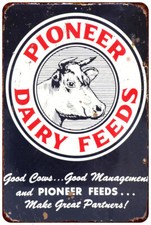 Pioneer Dairy Feeds Farm Cow Vintage LOOK reproduction metal sign picture