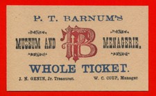 PT Barnum's Museum Ticket On Old Paper - Circus Freaks & Oddities picture