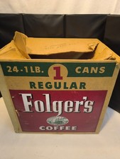 RARE Original Vintage Folger's COFFEE Cardboard Box/Case Mountain Grown Ephemera picture