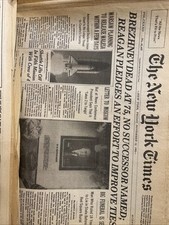 Vintage 1982 NY Times Brezhnev Dead Ay 75  picture