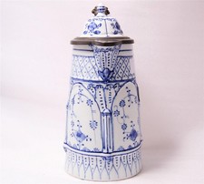 Large Antique Flow Blue Zwiebelmuster Porcelain Beer Stein by Rauenstein c.1880s picture