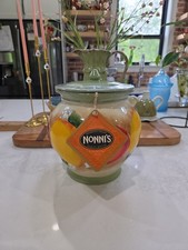 Vintage Nonni's Hand-Painted Biscotti Jar Fruit Motiff Tuscan Italian Home Decor picture
