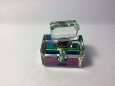 Vintage Clearcut Perfume Bottle Iridescent Rainbow Prism Effect Vanity Decor picture