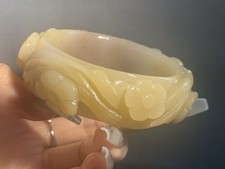 58.1mm Natural Mongolian Jade Bangle Sculpture/ SheTeiCui Jade/Hand-Carved picture