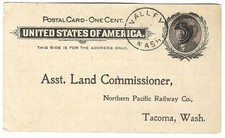 1902 Postal Card, Northern Pacific Railway Co., Tacoma, One Cent - Valley Wash picture