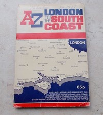 Vintage England Road Map antique 1970s London to the South Coast old vtg AZ picture