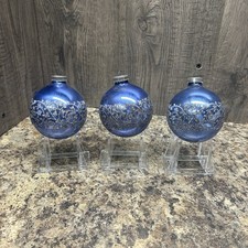 3 Vintage Christmas Glass Ball Ornaments D.B.G.M. West Germany Glitter MCM picture