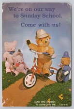 Vintage 1982 Zanesville OH Sunday School Teddy Bear Postcard Pastor Gregg picture