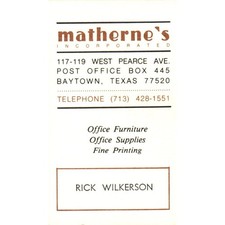 Rick Wilkerson Matherne's Inc Baytown TX Vintage Business Card SE3-B4 picture