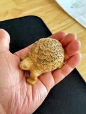 Master Artisan Hand Carved Insane Detail Wooden Turtle - Luck and Prosperity picture