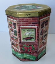 Andes Mints Candy Tin Octagon Collector's Item Gift Vintage 1993 Christmas picture