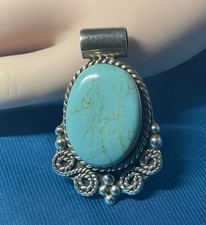 VINTAGE STERLING & TURQUOISE PENDANT FINE QUALITY - SIGNED TAXC0, MEXICO picture