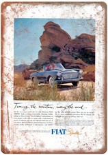 Vintage 1968 Fiat 124 Spider Auto Ad Reproduction Metal Sign A11113 picture