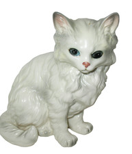 Vtg Lefton Persian White Sitting Cat Kitty Porcelain Figurine 5 3/8