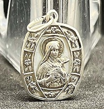 France 1920´ antique St Therese of Jesus Child mother of pearl & silver delicate picture