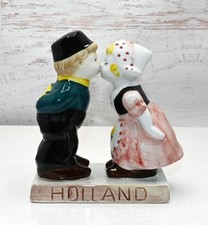 Vintage Blue Delft Kissing Dutch Boy Girl Hand Painted Figurine Holland picture